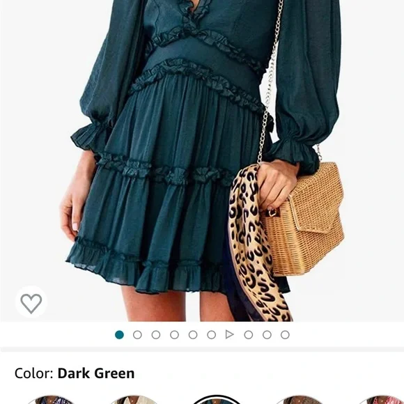 Sokoto woman spring summer deep v neck ruffle long sleeve mini dress - Picture 3 of 7